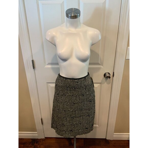 Marianne Kooimans Black & White 100% Silk Textured Straight Pencil Skirt, Size 2 - Picture 2 of 7